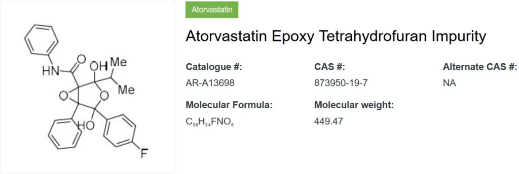 AR-A13698, Atorvastatin Epoxy Tetrahydrofuran Impurity